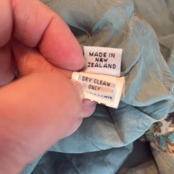 Helen Cherry Silk Dress Blue Brown Floral Side Slit Size 12 - Picture 13 of 13